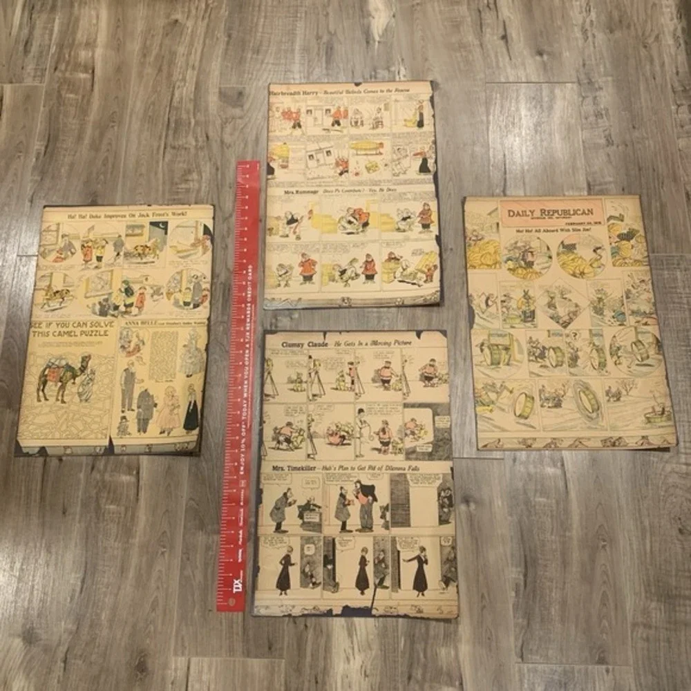 1915 Daily Republican Comic Pages Lot Hairbreadth Harry, Slim Jim, VTG Newspaper